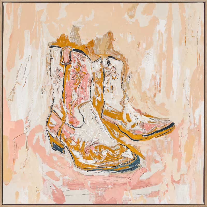 Cowboy Boots at Sunset Oak Box Frame Print