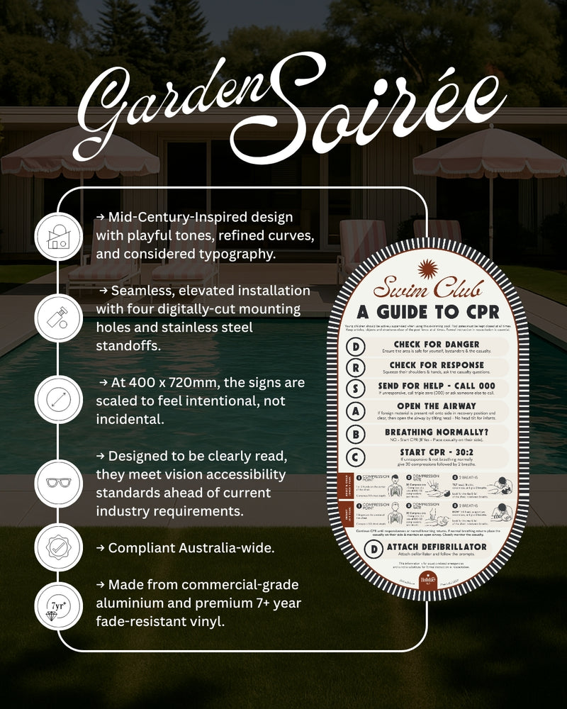 Garden Soiree  Pool Sign