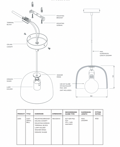 Ceramic Cast Bell Pendant Lights