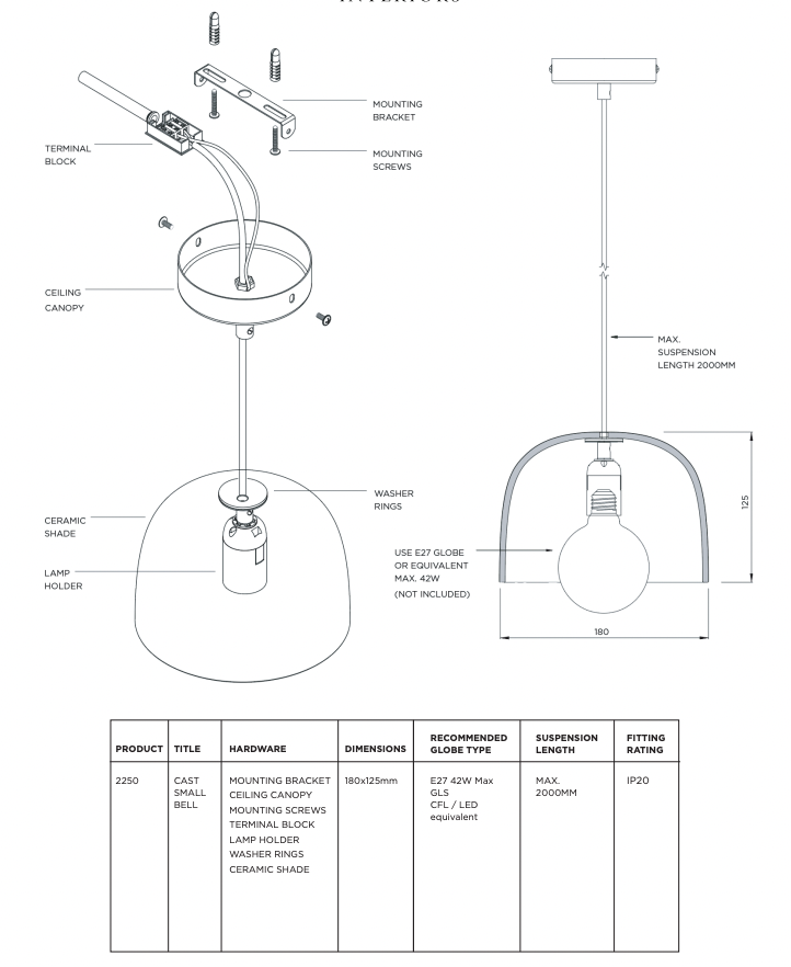 Ceramic Cast Bell Pendant Lights