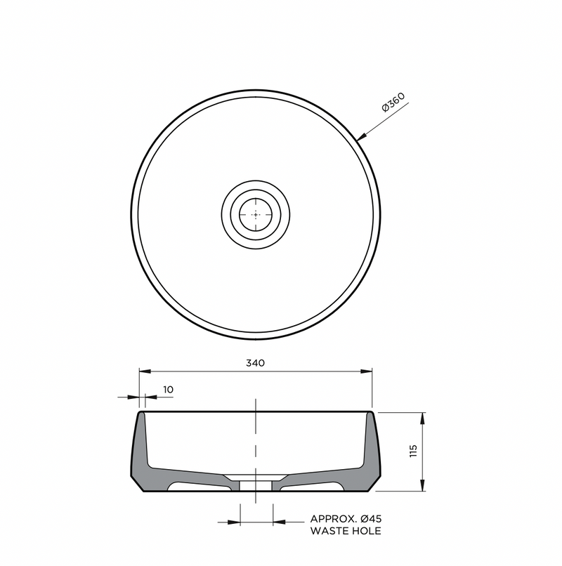 Kiln 360 Ceramic Above Counter Modern Basin