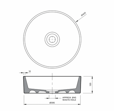 Clay 400 Ceramic Above Counter Basin