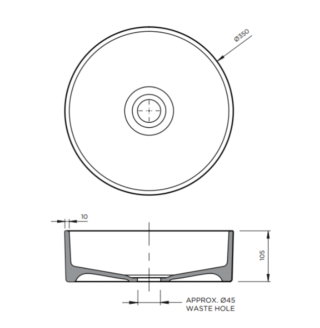 Clay 340 Ceramic Above Counter Basin