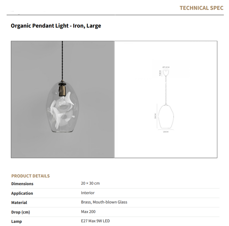 Organic Blown Glass Pendant
